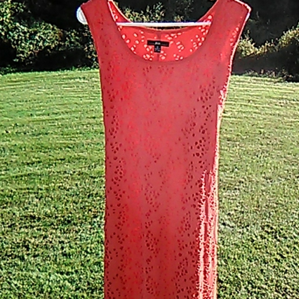 R & K long coral overlay dress medium